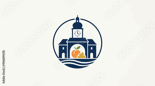 Town Hall Logo with Peaches and Waves