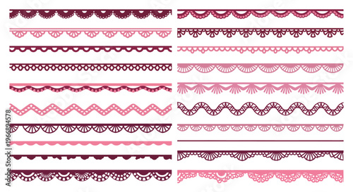 Decorative Pink Lace Borders Set for Elegant Wedding Invitations, Scrapbooking, and DIY Craft Stationery Design