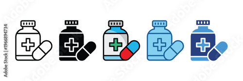 Medication  Icon Set Multiple Style Collection