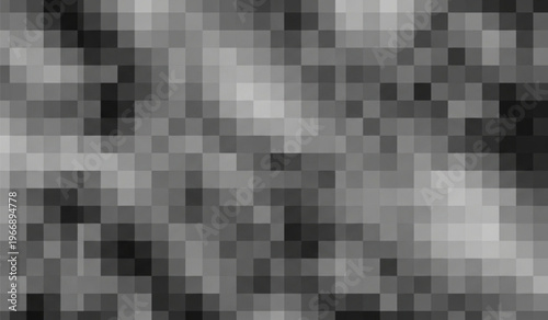 Abstract grayscale mosaic of random pixelated squares for background