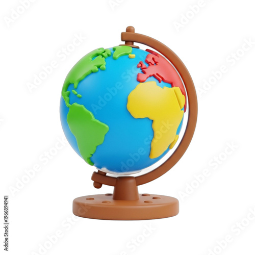 3D Globe Model - World Map With Continents and Oceans