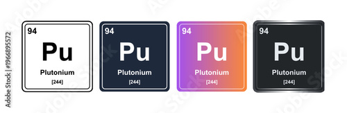 Plutonium Pu 94 Periodic Table Element Tile. Vector Illustration, Minimalist Design, Isolated on Background, UI Icon Style, Modern Chemistry Graphics.