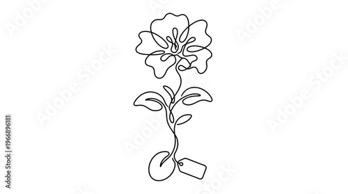 Seed Labeled “Authentic Self” Growing Into Unique Flower, Bloom As You Are, Single Line Art