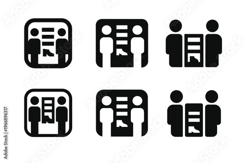 Shared Closet Logos. Designing a closet for multiple users with shared storage areas. Icon set. Set Logo of Designing a closet for multiple users with shared