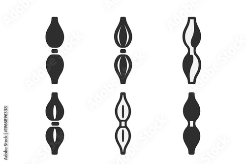 Muscle Movement Icons. How muscles move. Icon set. Set Logo of how muscles move: tendon connection. harmonious logo variations of the same emblematic concept,