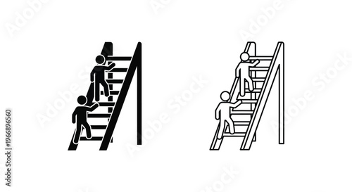 people climbing up and down a staircase Vector