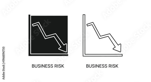 business risk icons with downward trend arrows Vector