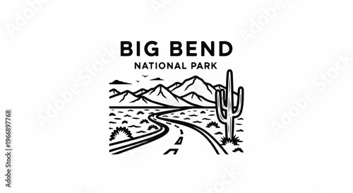 Stylized desert road leading to mountains with a cactus