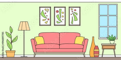 Living room graphic color interior sketch illustration vector 