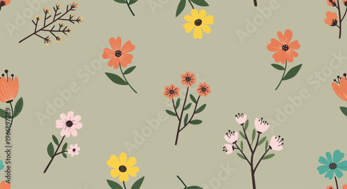Charming hand painted blossoms with elegant minimal stems and soft shading
