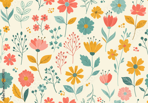 Fresh spring floral background with gentle watercolor painting and natural garden inspiration