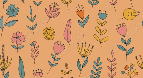 Charming botanical design inspired by countryside wildflowers gently swaying in soft breeze