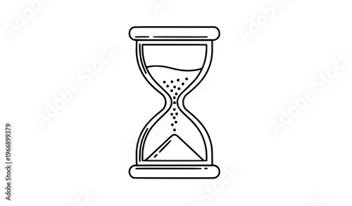 Hourglass outline icon with flowing sand minimalist line art vector illustration