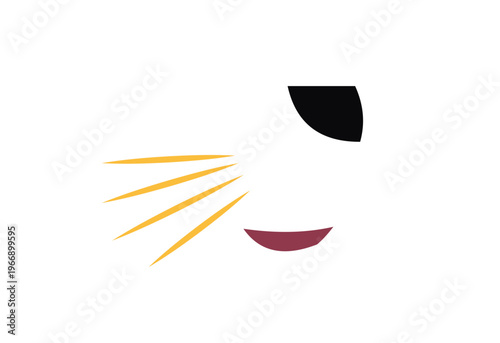 Vector illustration of a smiling face with sun rays