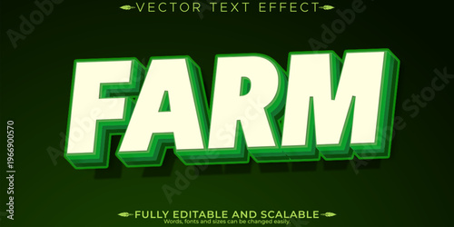 Farm editable text effect, editable animal and field text style