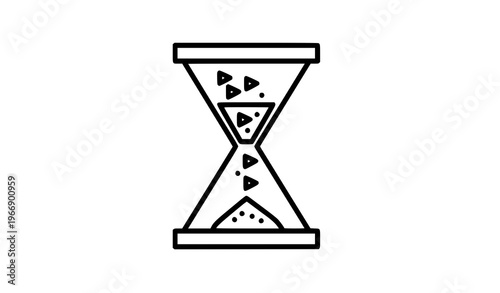 Modern hourglass line art icon with geometric design monochrome vector illustration