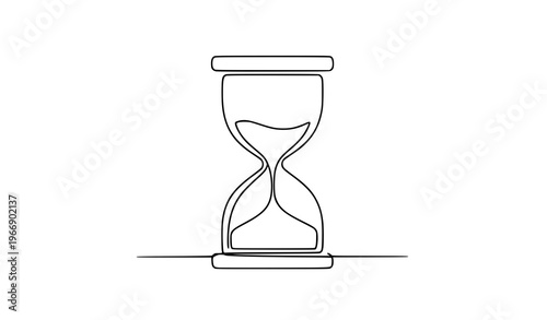 Continuous line hourglass icon minimalist monochrome outline vector design