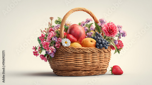 Fresh Fruit and Flower Woven Basket