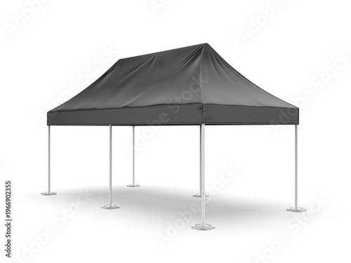 Clean 3D render illustration of a blank white canopy tent with a sturdy metal frame, isolated on a light background. The minimal, unbranded design makes it ideal for customization, mockups, event setu