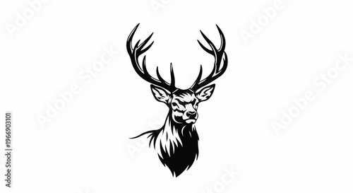 Majestic stag with elaborate antlers, a powerful, stylized portrait
