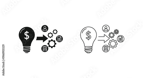 light bulb turning into ideas with money Vector