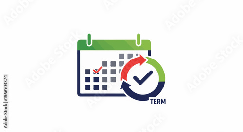 Icon of a calendar with a checkmark, circular arrows, and the word "TERM