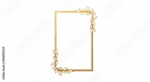 Elegant gold rectangular frame adorned with delicate leaves in corners