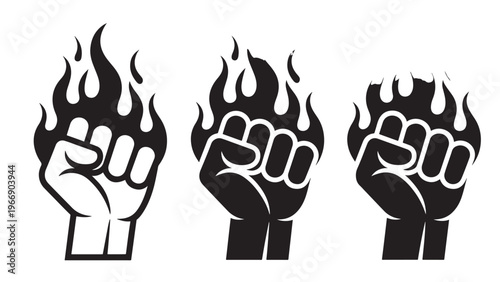Three flaming fists symbolizing resistance