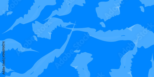 Fractal pattern in deep ocean blue gradient with white wave-like designs Vector