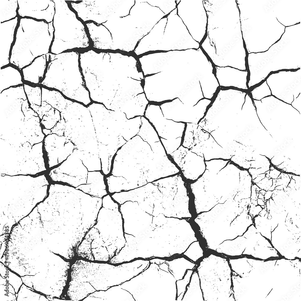 Obraz premium Old cracked surface subtle seamless texture abstract grunge transparent overlay with natural dry soil fractures. Rugged ground texture perfect for overlays, backgrounds and distressed material effects