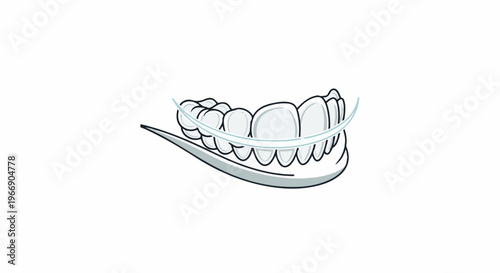 Close-up illustration of human teeth with clear aligner