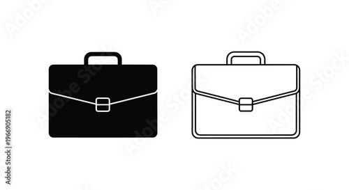 black and white briefcases with handles and buckles Vector