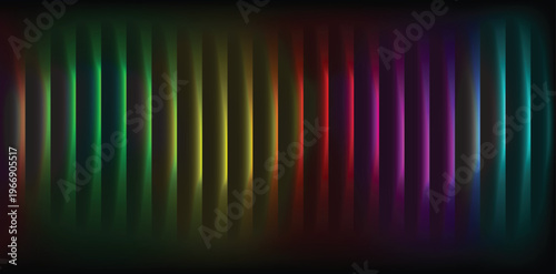 Futuristic Rainbow Motion Blur Background with Glowing Vertical Lines and Vibrant Light Trails on Black, Abstract Digital Neon Wave and Audio Spectrum Gradient for Modern Technology Design