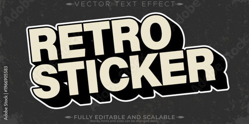 Retro sticker text effect, editable 70s and 80s text style
