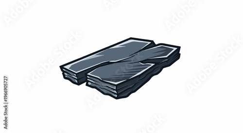 Stylized illustration of two stacks of dark, rectangular bars on a white background
