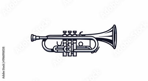 A simplified illustration of a brass trumpet with three valves and a flared bell