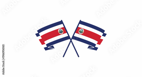 Two crossed flags of a nation displayed on a white background