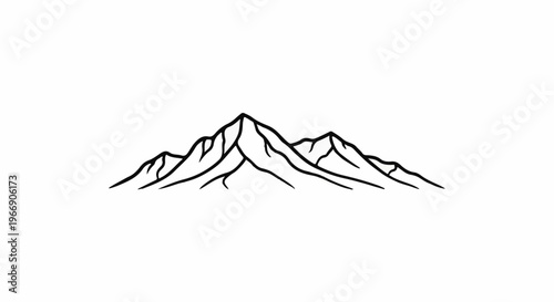 Minimalist black line drawing of jagged mountain peaks on white