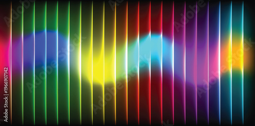 Abstract Neon Rainbow Light Lines Background with Vibrant Gradient Glow and Futuristic Blurred Spectrum Waves.
