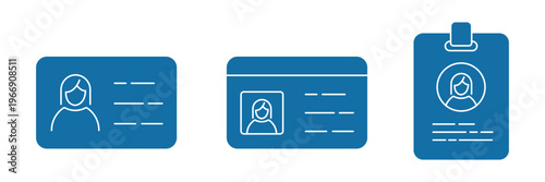 ID Card icon set. ID Card icon collection. Driver's license Identification card icon symbol. ID Badge Symbol. Identity sign. Identification card icon simple illustration logo art.