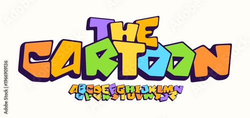 Cartoon Crunch Color Font Kid Logo Alphabet Funny Typography Childish Bold Letter Set, Creative Typographic Design for Carnival Music Fest Poster Headline. Kid Comic Book Fonts. Vector Typeface