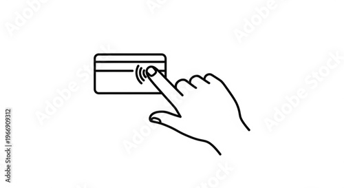 A hand holding a credit card with a contactless payment symbol