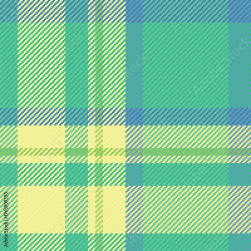 Nostalgic texture fabric background, fibre tartan check plaid. String vector seamless textile pattern in mint and lime colors.