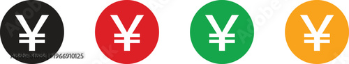 Japanese Yen and Chinese Yuan currency symbol icon set 
