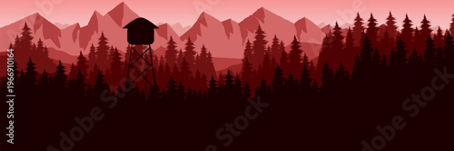 Vibrant dusk mountain backdrop for corporate brand communication