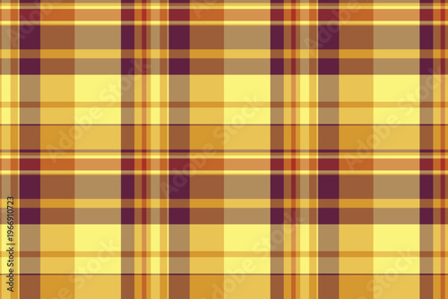 Filigree background texture pattern, cloth plaid seamless check. Spanish textile vector tartan fabric in orange and amber colors.