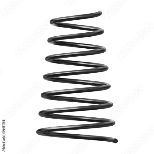 Black metal cone-shaped spring for compression and tension equipment.