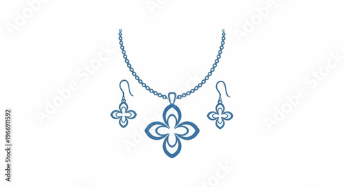 Blue patterned necklace and earrings