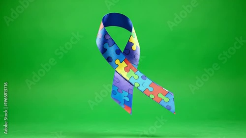 Awareness Ribbon Motion Against Green Screen Background