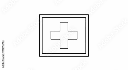 Black outline of a plus sign inside a bordered square